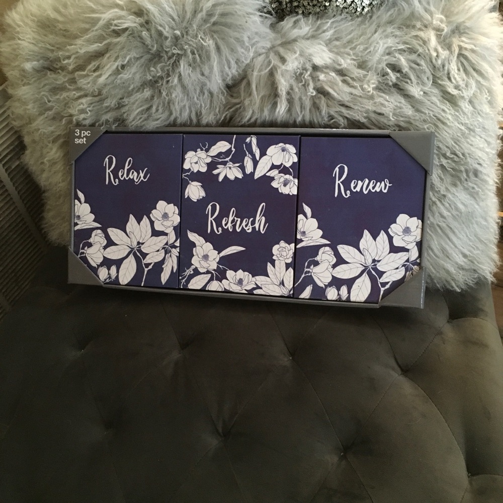 Relax Refresh Renew Floral Art Set, blue, 3 pictures. New in package.
